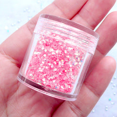 Iridescent Confetti Flakes in Hexagon Shape | Holographic Glitter | Sparkle Resin Art | Kawaii Crafts | Papercraft Supplies (AB Light Pink)