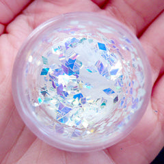Holographic Rhombus Flakes | Iridescent Glitter | Bling Bling Confetti | Sparkle Nail Decorations | Sprinkles for Nail Art | Kawaii Decoden Pieces Making | Glittery Resin Crafts (White)