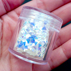 Iridescent Triangle Confetti | Holographic Sprinkles | Sparkle Geometric Glitter Flakes | Bling Bling Nail Art | Glittery Nail Decorations | Resin Crafts (White)