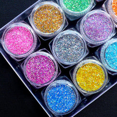 Assorted Holographic Glitter Dust Powder | Iridescent Sprinkles for Nail Decoration | Nail Deco | Kawaii Resin Art | Glitter Roots (Assorted Colors / 12pcs)
