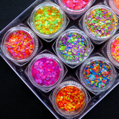 Colorful Round Confetti Mix in 1mm & 2mm | Assorted Sprinkles for Nail Deco | Nail Decorations | UV Resin Craft Supplies | Scrapbooking (Assorted Colors / 12pcs)