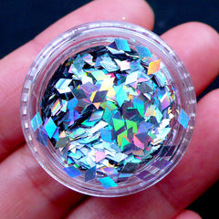 Holographic Rhombic Confetti | Diamond Rhombus Sprinkles in Bling Bling Hologram Color | Iridescent Nail Designs | Glitter Roots | Nail Art | Resin Crafts (Silver)