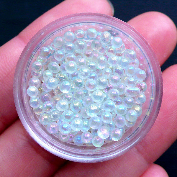 Water Bubble Beads in AB Clear Color | Water Drop Bead for UV Resin Filling | Water Droplet Bead | Kawaii Craft Supply (AB Transparent Clear / 2mm to 3mm / 5g)