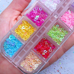 Assorted Star Outline Confetti | Tiny Mini Star Sequin | Hollow Star Sprinkles | Colorful Star Glitter | Nail Art Designs | Card Decoration | Scrapbooking Supplies (Box of 12 Colors / 3.5mm)