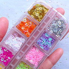 Assorted Star Outline Confetti | Tiny Mini Star Sequin | Hollow Star Sprinkles | Colorful Star Glitter | Nail Art Designs | Card Decoration | Scrapbooking Supplies (Box of 12 Colors / 3.5mm)