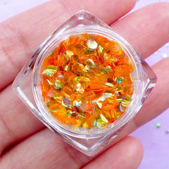 Iridescent Mermaid Scales in Hexagon Shape | Aurora Borealis Confetti | Glitter for Nail Decorations | Sprinkles for Resin Art (Orange Sunset)