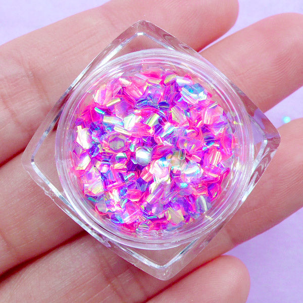 Iridescent Hexagon Confetti | Aurora Borealis Mermaid Scales | Glitter Flakes for Resin Cabochon Making | Nail Deco (Mermaid Princess)