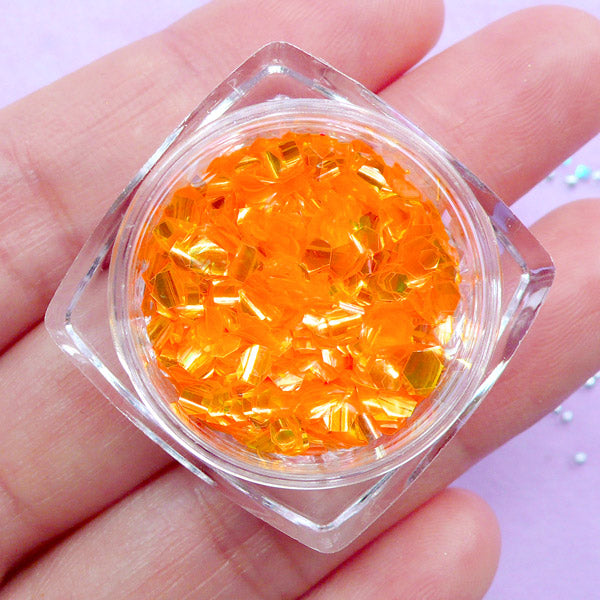 Hexagon Confetti | Mermaid Scale Sprinkles | Iridescent Flakes for Resin Cabochon DIY | Glitter Supplies (California Sunshine)
