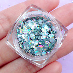 Holographic Hexagon Flakes | Iridescent Mermaid Scale Confetti | Aurora Borealis Sprinkles | Kawaii Craft Supplies (Silver Hologram)