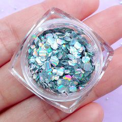 Holographic Hexagon Flakes | Iridescent Mermaid Scale Confetti | Aurora Borealis Sprinkles | Kawaii Craft Supplies (Silver Hologram)