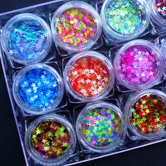 Assorted Star Confetti | Colorful Sprinkles | Kawaii Filling Material for Resin Art | Nail Decoration (12 Colors Mix)