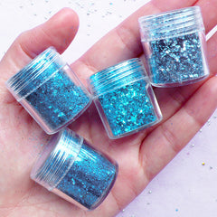 Blue Hexagon Glitter Assortment (4 pcs) | Bling Bling Confetti Flakes | Filling Material for Resin Crafts | Glitter Roots | Nail Art Supplies