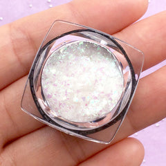 Iridescent Mica Flakes in Small Size | Shell Color Glitter in Irregular Shape | Bling Bling Resin Fillers | Nail Decoration (AB White / 1g)