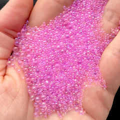 Iridescent Pink Water Bubble Beads | Magical Water Drops | Water Droplets | Water Micro Bead | Kawaii UV Resin Craft Supplies (AB Pink / 1mm to 3mm / 5g)