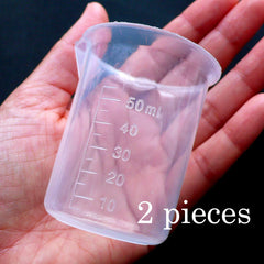 Measuring Cups | 50ml Disposable Plastic Cups | Resin Epoxy Mixing Cup | Small Containers | Dosage Cups | Medicine Cups | Craft Supplies (2 pieces)