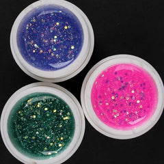 UV Gel with Hexagon Confetti Glitter | UV Nail Polish | Coloring for UV Resin Crafts | Filling for Open Bezels | Nail Art | Nail Decoration (3 Colors by Random)