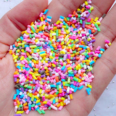 Pastel Rainbow Round Fake Sprinkles Polymer Clay Slime, Decoden