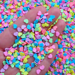 Kawaii Polymer Clay Toppings | Fimo Heart Sprinkles | Fake Cupcake Decoration | Faux Food Jewelry Making (Colorful Mix / 5 grams)