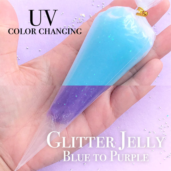 UV Activated Color Changing Jelly Whip Cream | Glittery Sun Light Sensitive Deco Cream | Photochromic Icing | Phone Case Decoden (50g / Blue to Purple)
