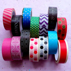 Washi Decorative Tapes | Kawaii Deco Tape | Home Decoration & Paper Craft Supplies (2 Rolls by Random / 1.5cm x 5 Meters)