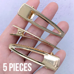 Alligator Barrette Blanks | Glue on Hair Findings for Kawaii Jewelry Making | Toddler Hair Clip DIY (Gold / 5 pcs / 15mm x 56mm)
