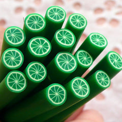 Miniature Lime Fimo Cane Citrus Fruit Polymer Clay Cane (Cane or Slices) Miniature Sweets Dollhouse Food Craft Fake Cupcake Toppings CF011
