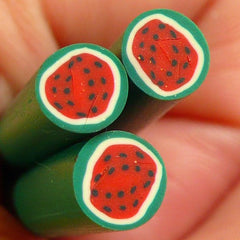 CLEARANCE Watermelon Cane Dollhouse Fruit Polymer Clay Cane (Cane or Slices) Miniature Food Jewellery Fimo Nailart Decoden Supplies Scrapbook CF026