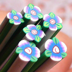 Polymer Clay Cane - Flower with Leaf - for Miniature Food / Dessert / Cake / Ice Cream Sundae Decoration and Nail Art CFW054