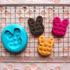Kawaii Mold Biscuit Mold Bunny Rabbit Cookie 19mm Silicone Flexible Mold Mini Sweets Cell Phone Deco Jewelry Fimo Polymer Clay Mold MD150