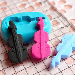 Cello / Violin (24mm) Silicone Flexible Push Mold - Miniature Food, Cupcake, Jewelry, Charms (Resin Clay Fimo Wax Gum Paste Fondant) MD694