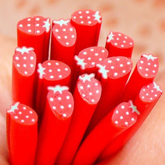 Strawberry Fimo Cane (Cane or Slices) Kawaii Nail Deco Cute Scrapbooking Card Making Dollhouse Fruit Jewelry Polymer Clay Food Craft CF032