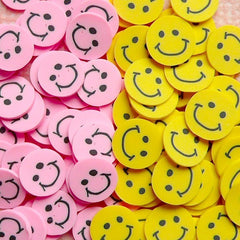 Polymer Clay Sliced Cane Smiley Fimo Cane Mix (Yellow - Pink) Kawaii Nail Art Decoration Scrapbooking (80pcs) CMX024