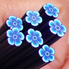 Polymer Clay Cane - Dark Blue Flower - for Miniature Food / Dessert / Cake / Ice Cream Sundae Decoration and Nail Art CFW041