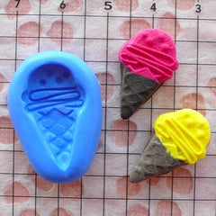 Silicone Mold Flexible Mold Ice Cream w/ Cone 22mm Decoden Kawaii Miniature Sweets Mold Fimo Polymer Clay Food Jewelry Cabochon Charms MD295