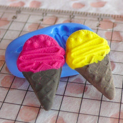 Silicone Mold Flexible Mold Ice Cream w/ Cone 22mm Decoden Kawaii Miniature Sweets Mold Fimo Polymer Clay Food Jewelry Cabochon Charms MD295