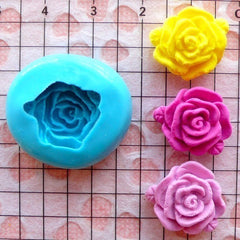 Rose with Leaf (17mm) Silicone Flexible Push Mold - Jewelry, Charms, Cupcake (Clay Fimo Casting Resin Epoxy Wax Fondant Gum Paste) MD692