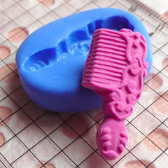 Hair Comb (27mm) Silicone Flexible Push Mold - Jewelry, Charms, Cupcake (Clay Fimo Sculpey Resin Epoxy Wax Soap Gum Paste Fondant) MD538