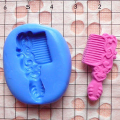Hair Comb (27mm) Silicone Flexible Push Mold - Jewelry, Charms, Cupcake (Clay Fimo Sculpey Resin Epoxy Wax Soap Gum Paste Fondant) MD538