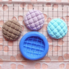 Melon Bun Bread Mold 21mm Silicone Flexible Mold Kawaii Miniature Sweet Kitsch Jewelry Charms Food Cabochon Wax Polymer Clay Fimo Mold MD212