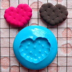 Heart Shaped Cookie / Biscuit (15mm) Silicone Flexible Push Mold - Miniature Food, Sweets, Charms (Clay, Fimo, Resin, Gum Paste) MD140
