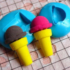 Ice Cream Mold with Scoop 10,15mm Flexible Silicone Mold Miniature Sweets Deco Fimo Polymer Clay Jewelry Charms Cabochon Mini Mold MD801