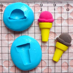 Ice Cream Mold with Scoop 10,15mm Flexible Silicone Mold Miniature Sweets Deco Fimo Polymer Clay Jewelry Charms Cabochon Mini Mold MD801