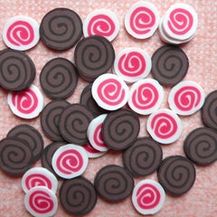 Polymer Clay Fimo Cane Chocolate Strawberry Cake Swiss Roll Slices Kawaii Mix Miniature Sweets Nail Art (40pcs) CMX014