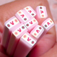 Polymer Clay Cane - Pink Fruit Cake - for Miniature Food / Dessert / Cake / Ice Cream Sundae Decoration and Nail Art CSW030