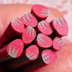 Clay Cane Strawberry Fimo Cane Fruit Polymer Clay Cane Slices Decoden Clay Cane (Cane or Slices) Cute Scrapbooking Kawaii Nail Deco CF035