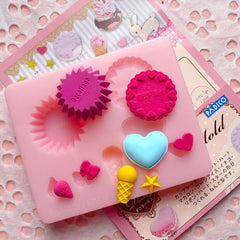 Padico's Cookie / Biscuit / Cupcake / Strawberry / Ribbon / Bow / Ice Cream / Heart Macaron / Star Mold (Japan) Miniature Sweets MD013