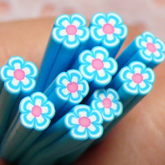 Polymer Clay Cane - Blue Flower - for Miniature Food / Dessert / Cake / Ice Cream Sundae Decoration and Nail Art CFW042