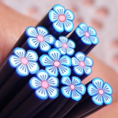 Polymer Clay Cane - Dark Blue Flower - for Miniature Food / Dessert / Cake / Ice Cream Sundae Decoration and Nail Art CFW035