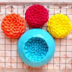 Flower / Pom Pom Chrysanthemum / Dahlia (19mm) Silicone Flexible Push Mold - Jewelry, Charms, Cupcake (Clay, Fimo, Resin, Fondant) MD571