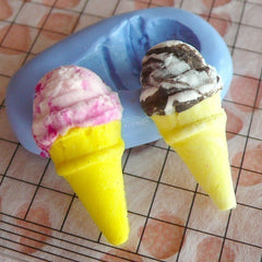 Ice Cream with Cone (24mm) Silicone Flexible Push Mold - Miniature Food, Sweets, Jewelry, Charms (Clay Fimo Resin Gum Paste Fondant) MD291